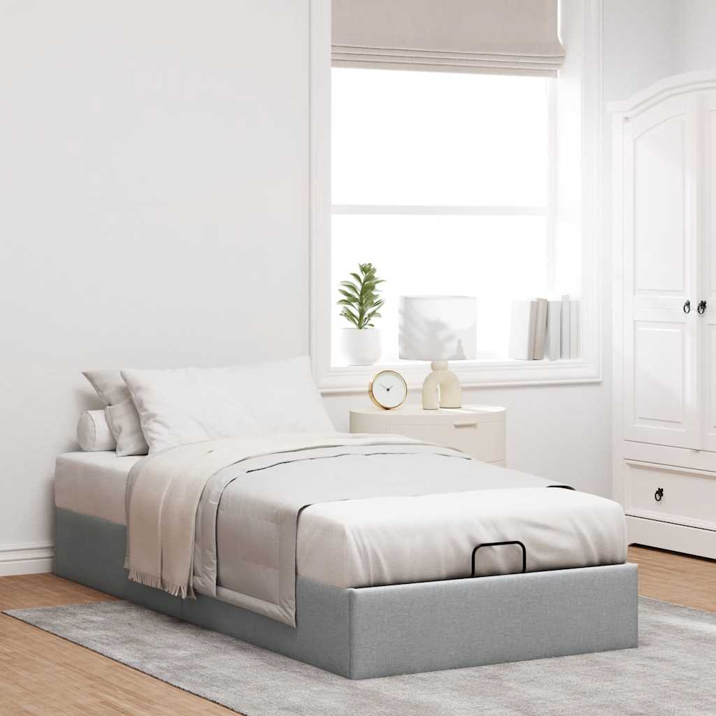 vidaXL Bedframe zonder matras 90x190 cm stof lichtgrijs afbeelding