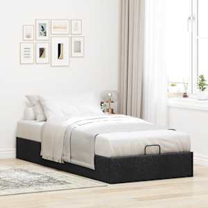 Osmanský rám postele bez matrací černá 90x190 cm textil - obrázek 3