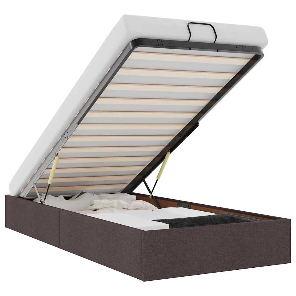vidaXL Bedframe zonder matras 90x190 cm stof donkerbruin bruin, foto 3