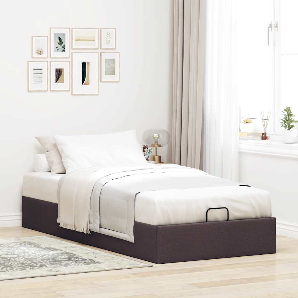 vidaXL Bedframe zonder matras 90x190 cm stof donkerbruin afbeelding