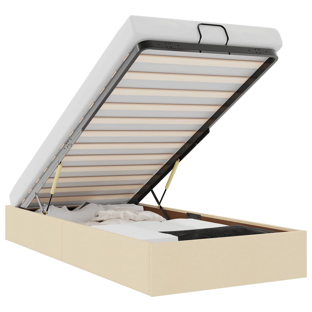 vidaXL Bedframe zonder matras 90x190 cm stof crèmekleurig, foto 3