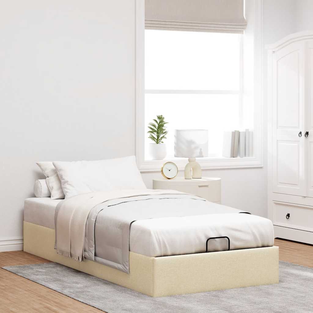 vidaXL Bedframe zonder matras 90x190 cm stof crèmekleurig, foto 2