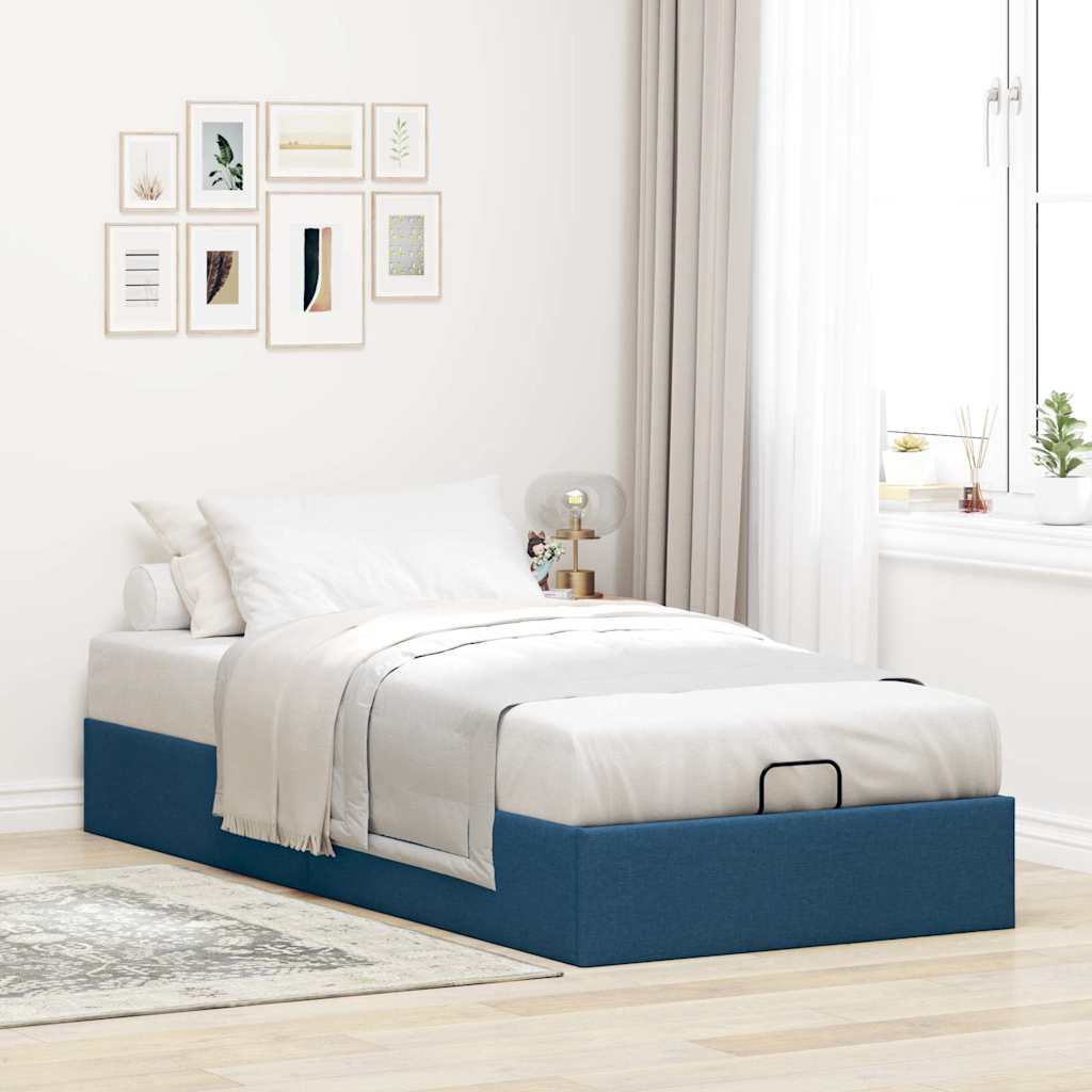 vidaXL Bedframe zonder matras 90x190 cm stof blauw afbeelding