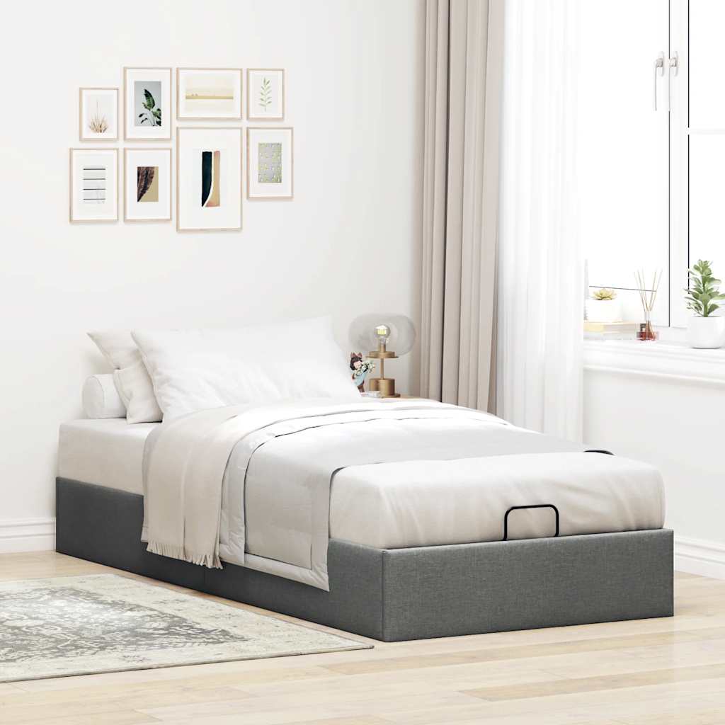 vidaXL Bedframe zonder matras 90x200 cm stof donkergrijs grijs, foto 2