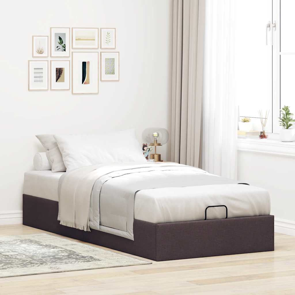 vidaXL Bedframe zonder matras 90x200 cm stof donkerbruin bruin, foto 2