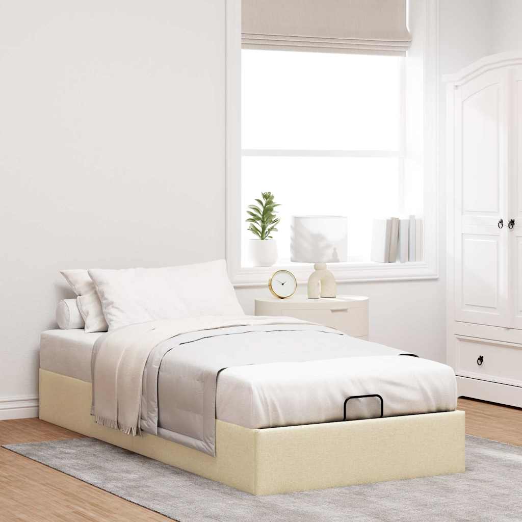 vidaXL Bedframe zonder matras 90x200 cm stof crèmekleurig afbeelding