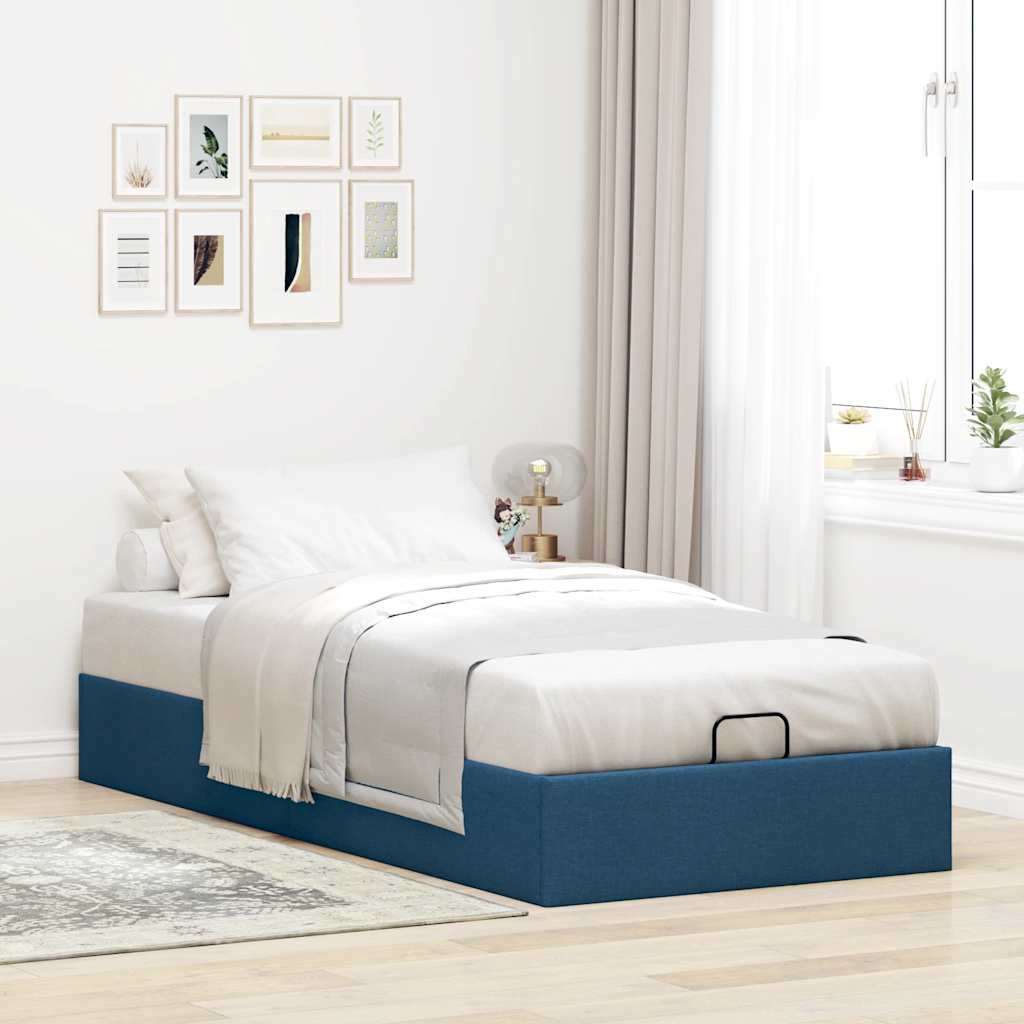 vidaXL Bedframe zonder matras 90x200 cm stof blauw afbeelding