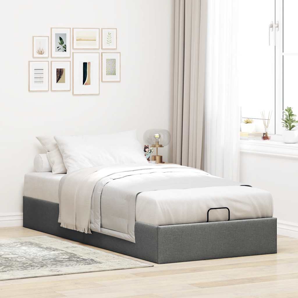 Ottoman-Bett ohne Matratze Dunkelgrau 100×200 cm Stoff