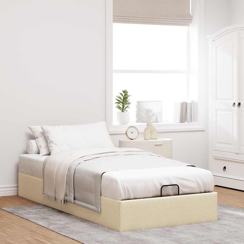 vidaXL Bedframe zonder matras 100x200 cm stof crèmekleurig, foto 2
