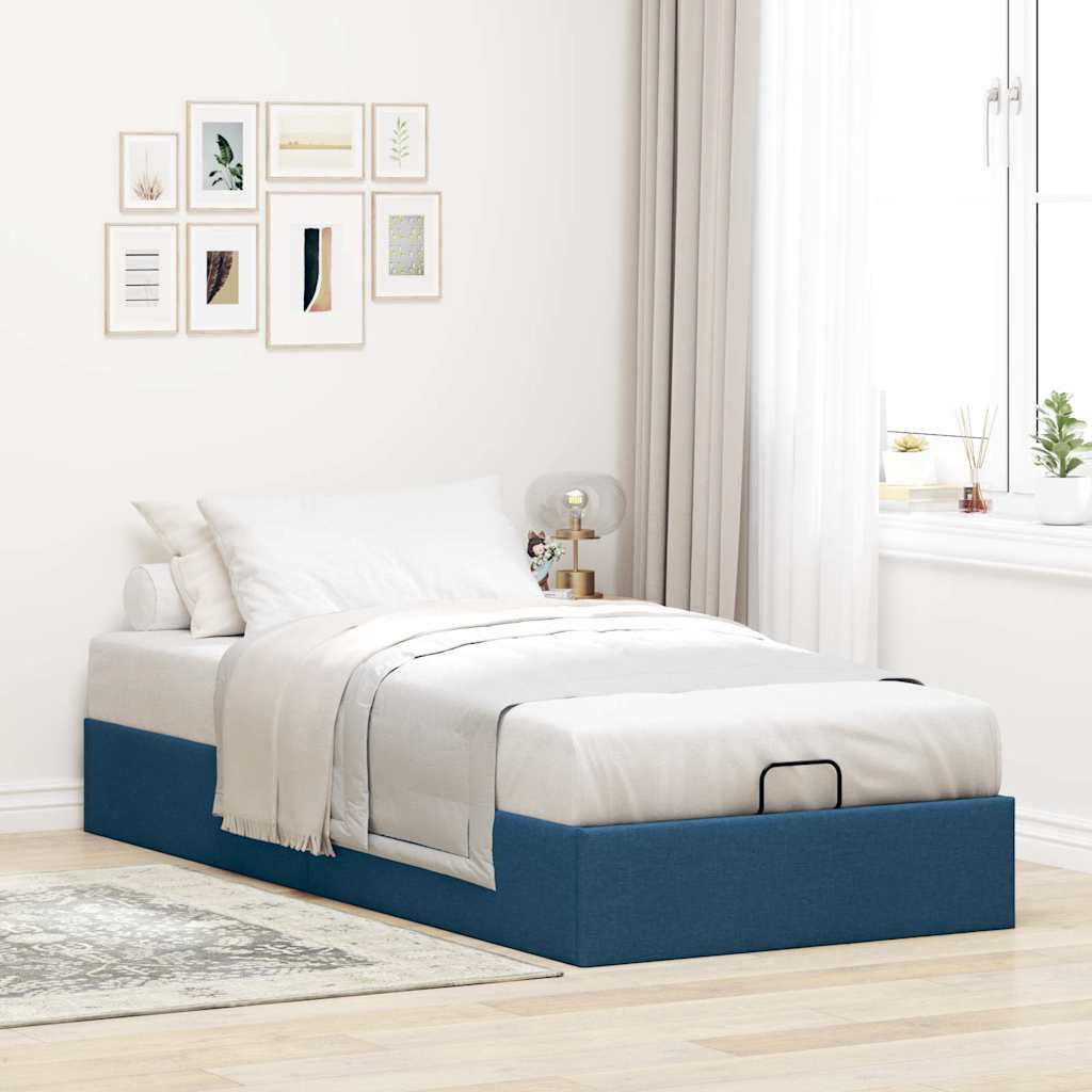 Ottoman-Bett ohne Matratze Blau 100×200 cm Stoff