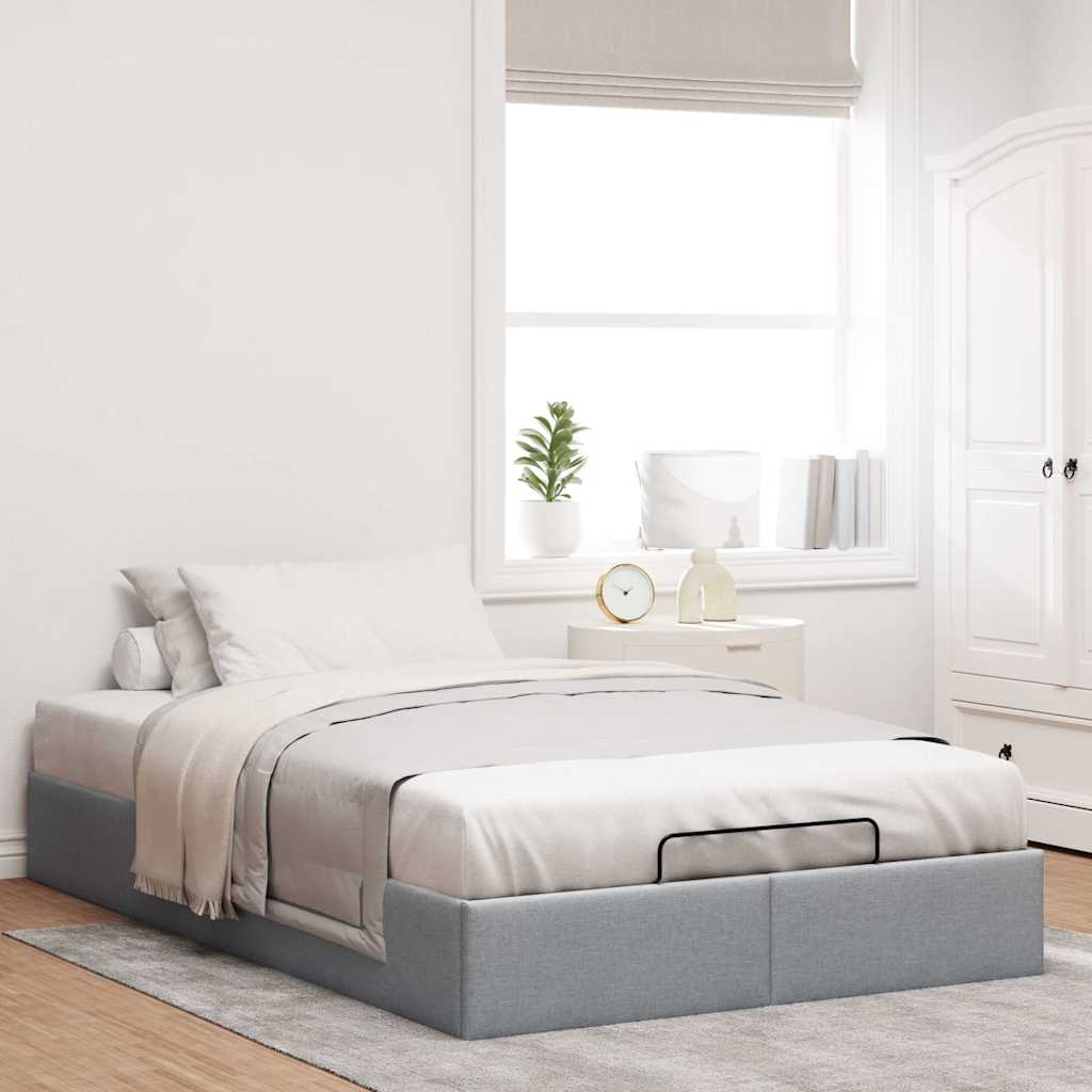 vidaXL Bedframe zonder matras 120x190 cm stof lichtgrijs afbeelding