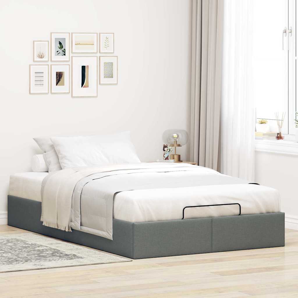 vidaXL Bedframe zonder matras 120x190 cm stof donkergrijs afbeelding