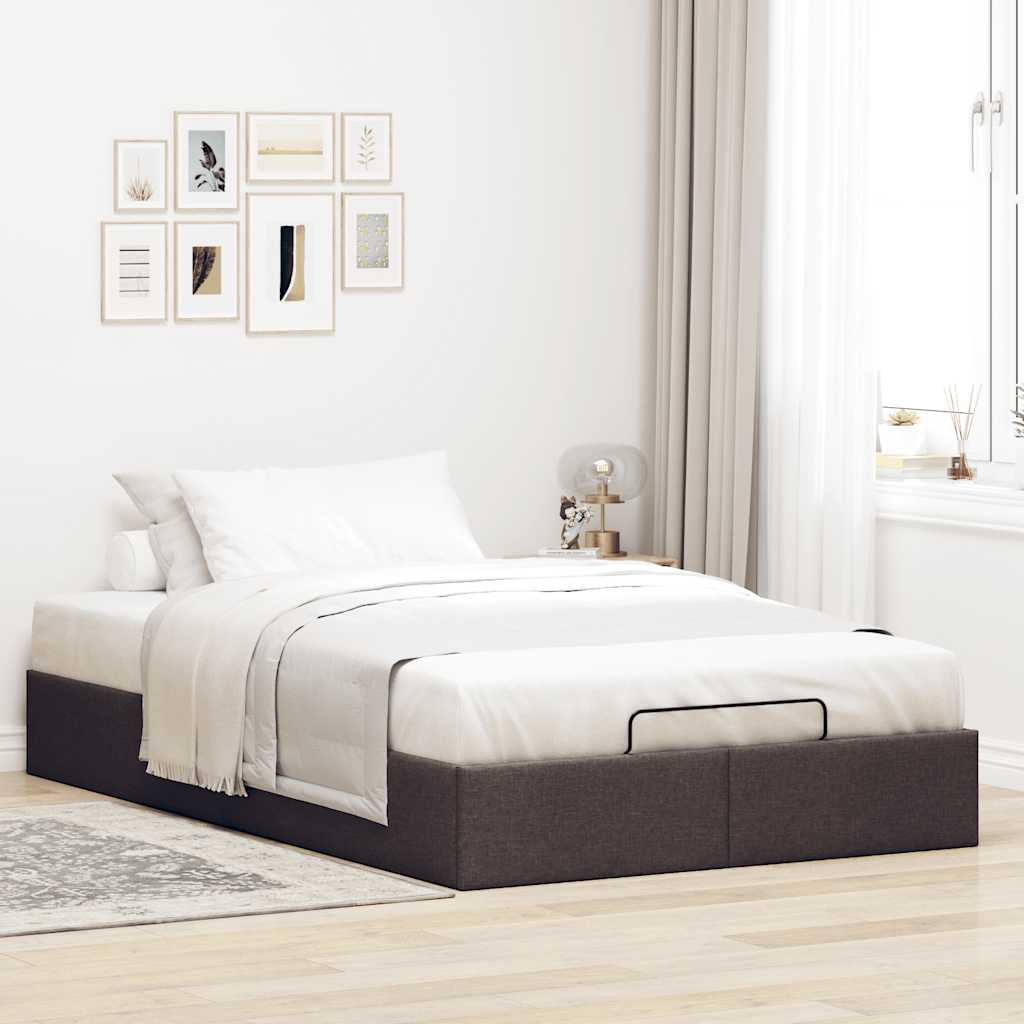 vidaXL Bedframe zonder matras 120x190 cm stof donkerbruin bruin, foto 2