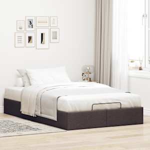 Osmanský rám postele bez matrací tmavě šedá 120x190 cm textil - obrázek 3