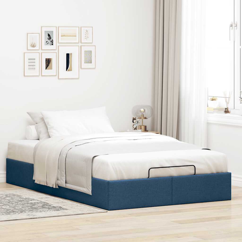 Ottoman-Bett ohne Matratze Blau 120×190 cm Stoff