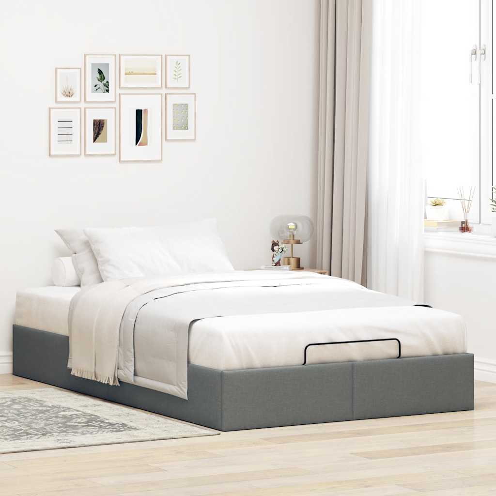 Ottoman-Bett ohne Matratze Dunkelgrau 120×200 cm Stoff