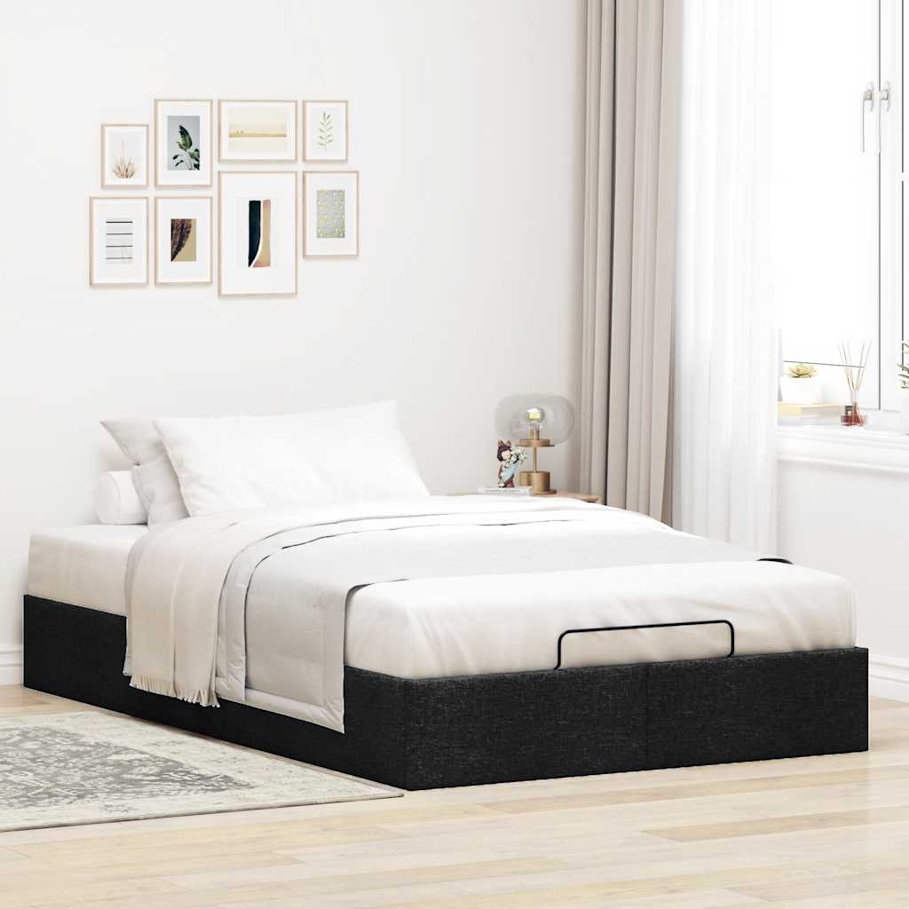 Ottoman-Bett ohne Matratze Schwarz 120×200 cm Stoff