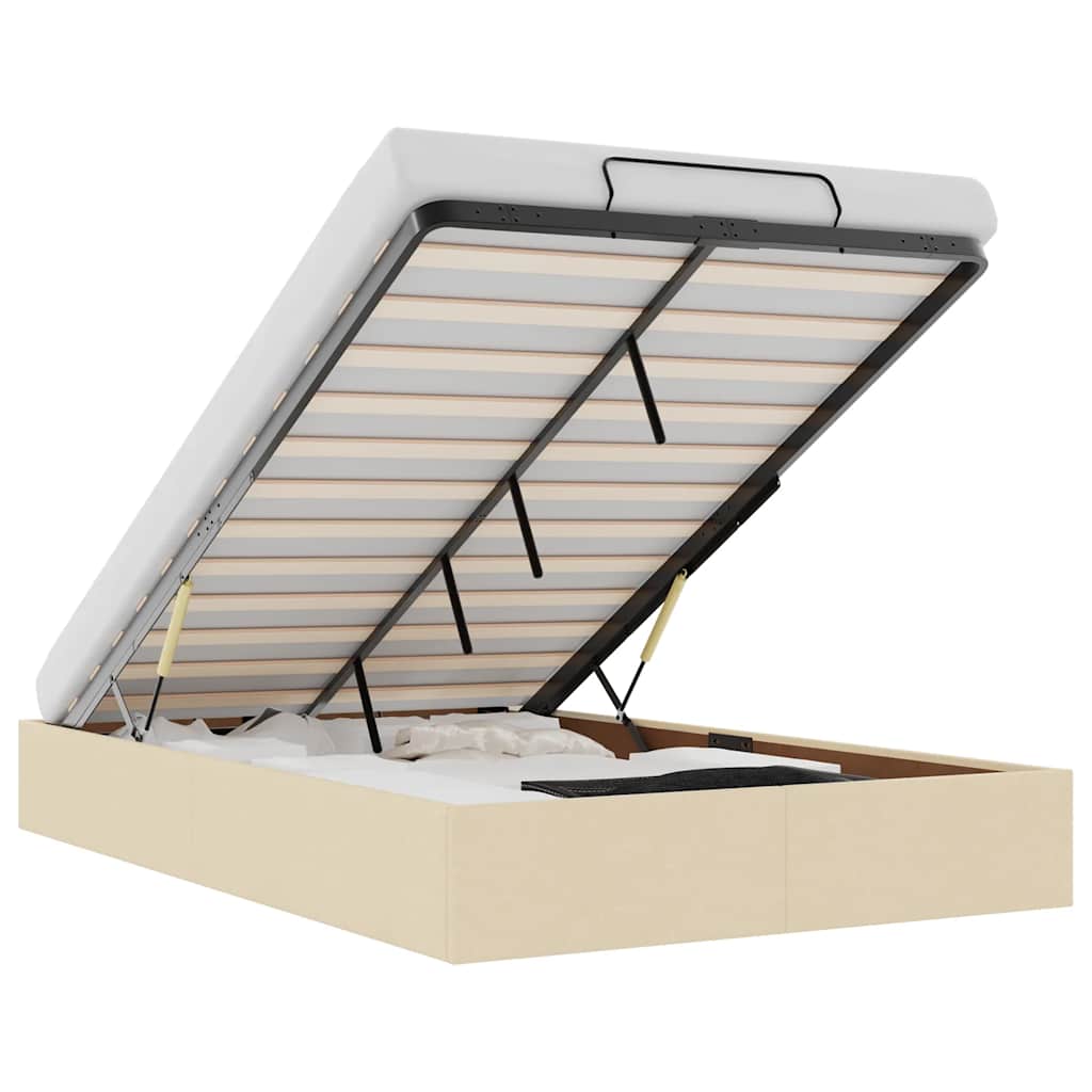 vidaXL Bedframe zonder matras 120x200 cm stof crèmekleurig, foto 3