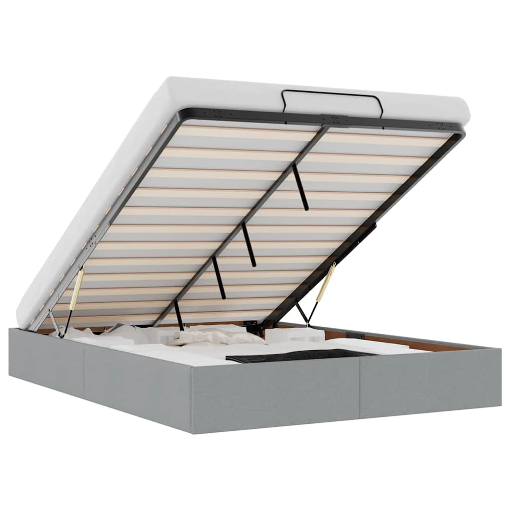 Thumbnail - vidaXL Ottoman-Bett ohne Matratze Hellgrau 140x190 cm Stoff