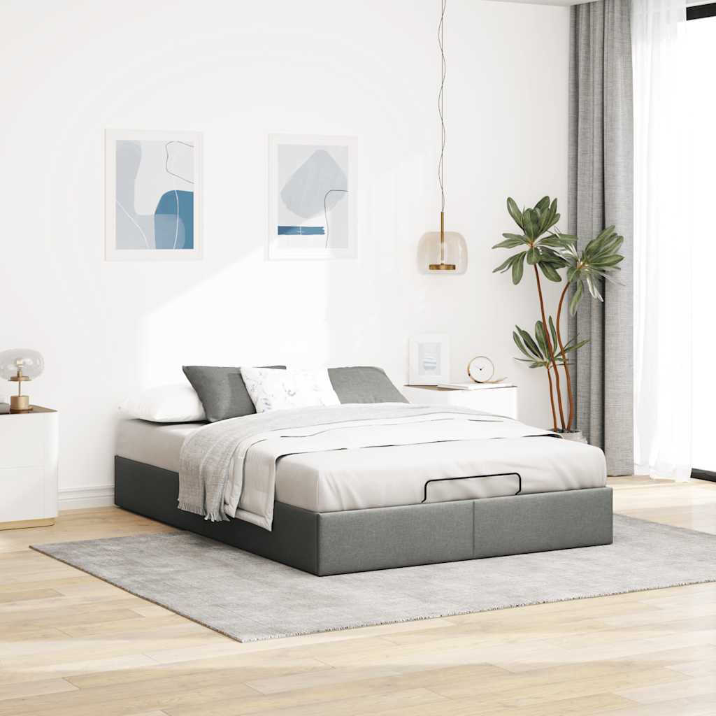 vidaXL Bedframe zonder matras 140x190 cm stof donkergrijs afbeelding