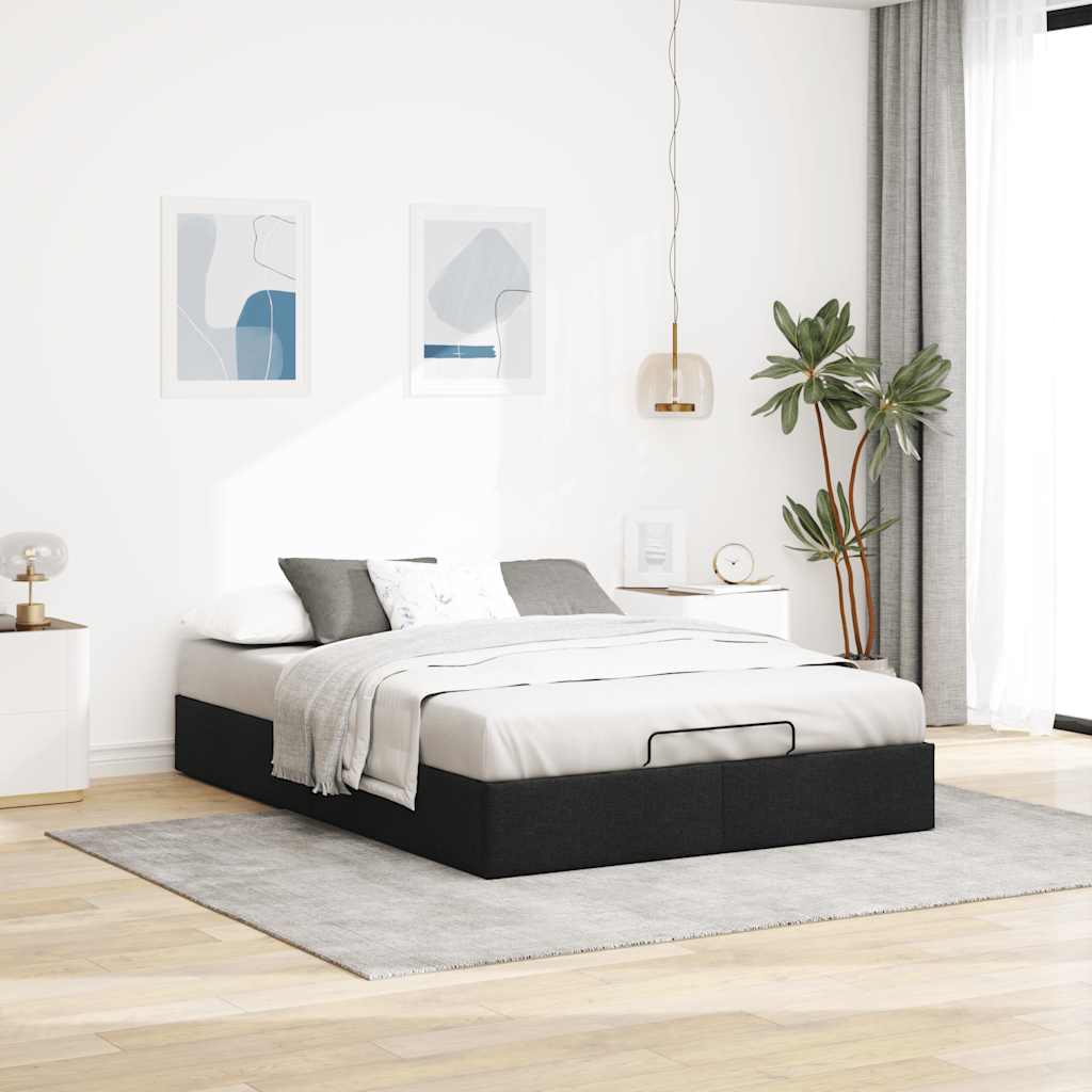 vidaXL Bedframe zonder matras 140x190 cm stof zwart, foto 2