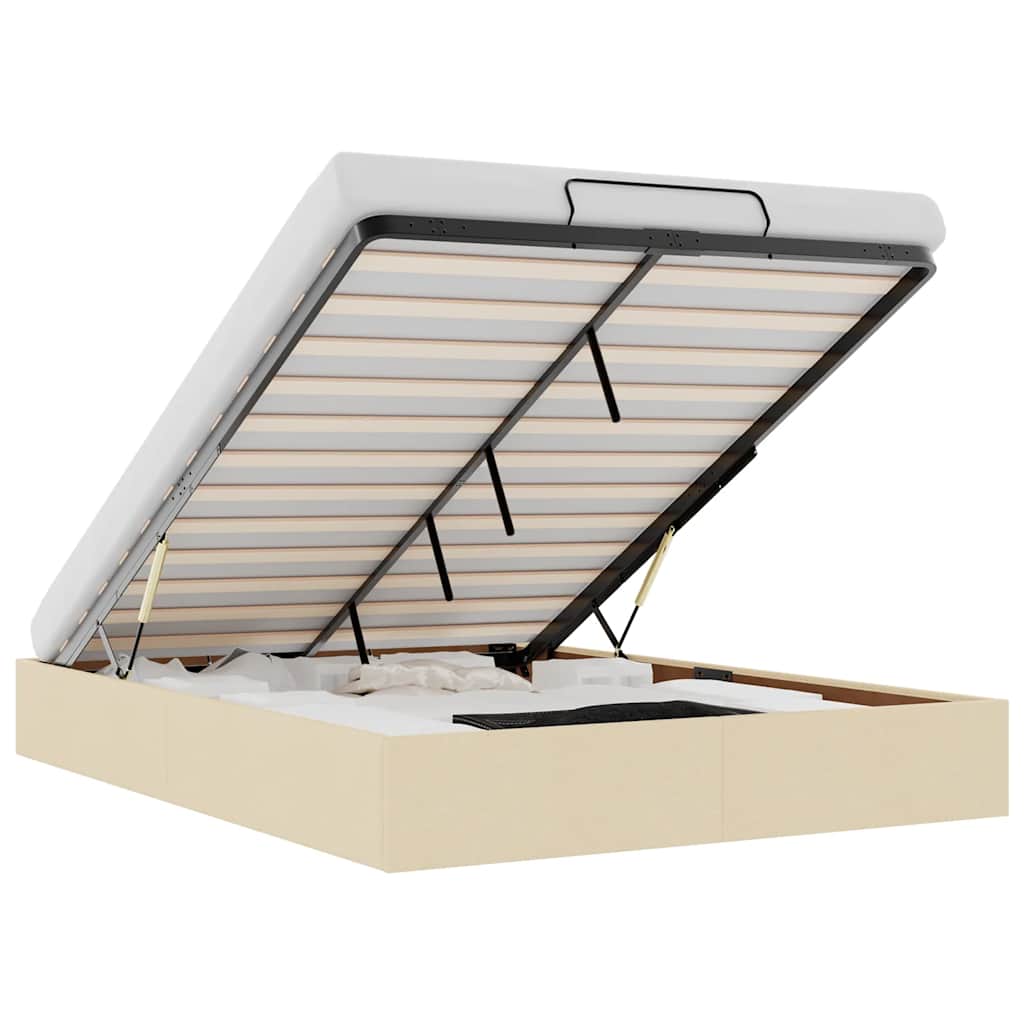 vidaXL Bedframe zonder matras 140x190 cm stof crèmekleurig, foto 3