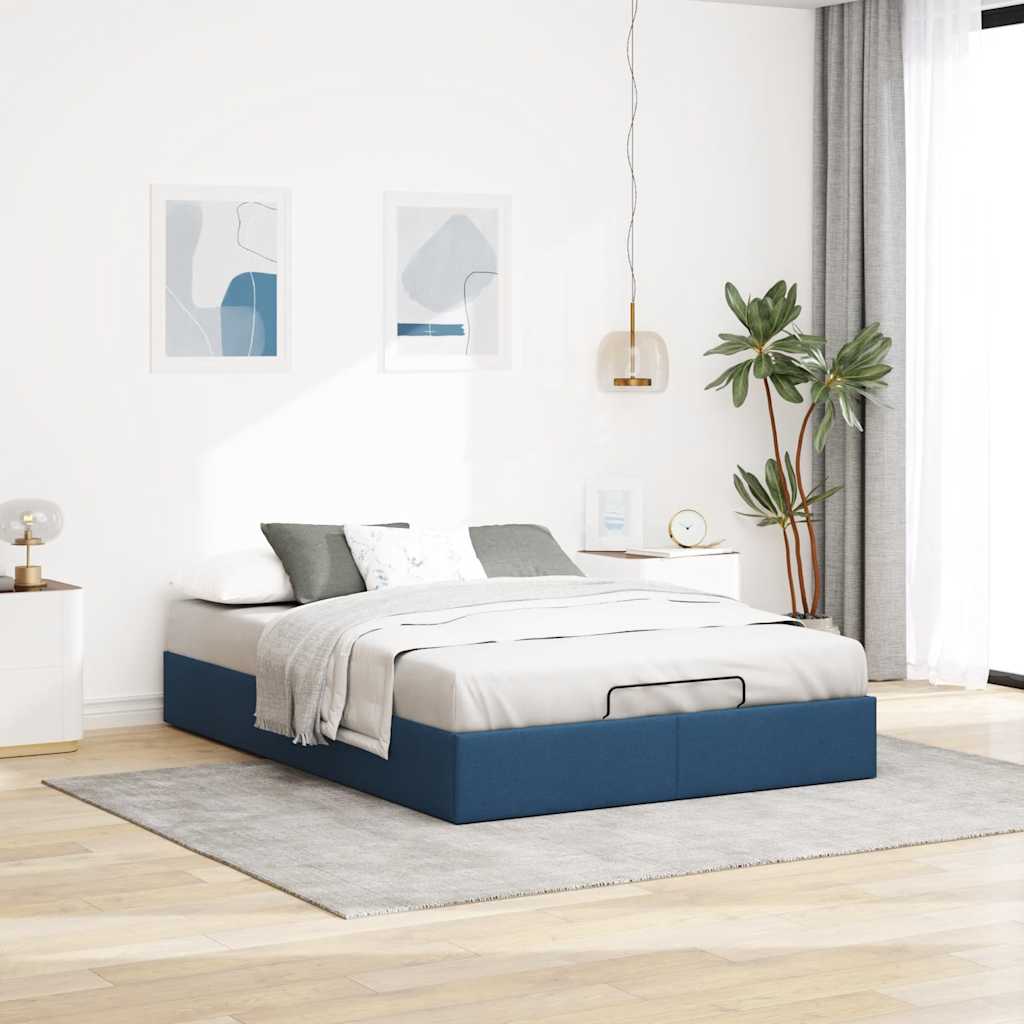 vidaXL Bedframe zonder matras 140x190 cm stof blauw, foto 2
