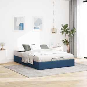 Osmanský rám postele bez matrací modrá 140x190 cm textil - obrázek 3