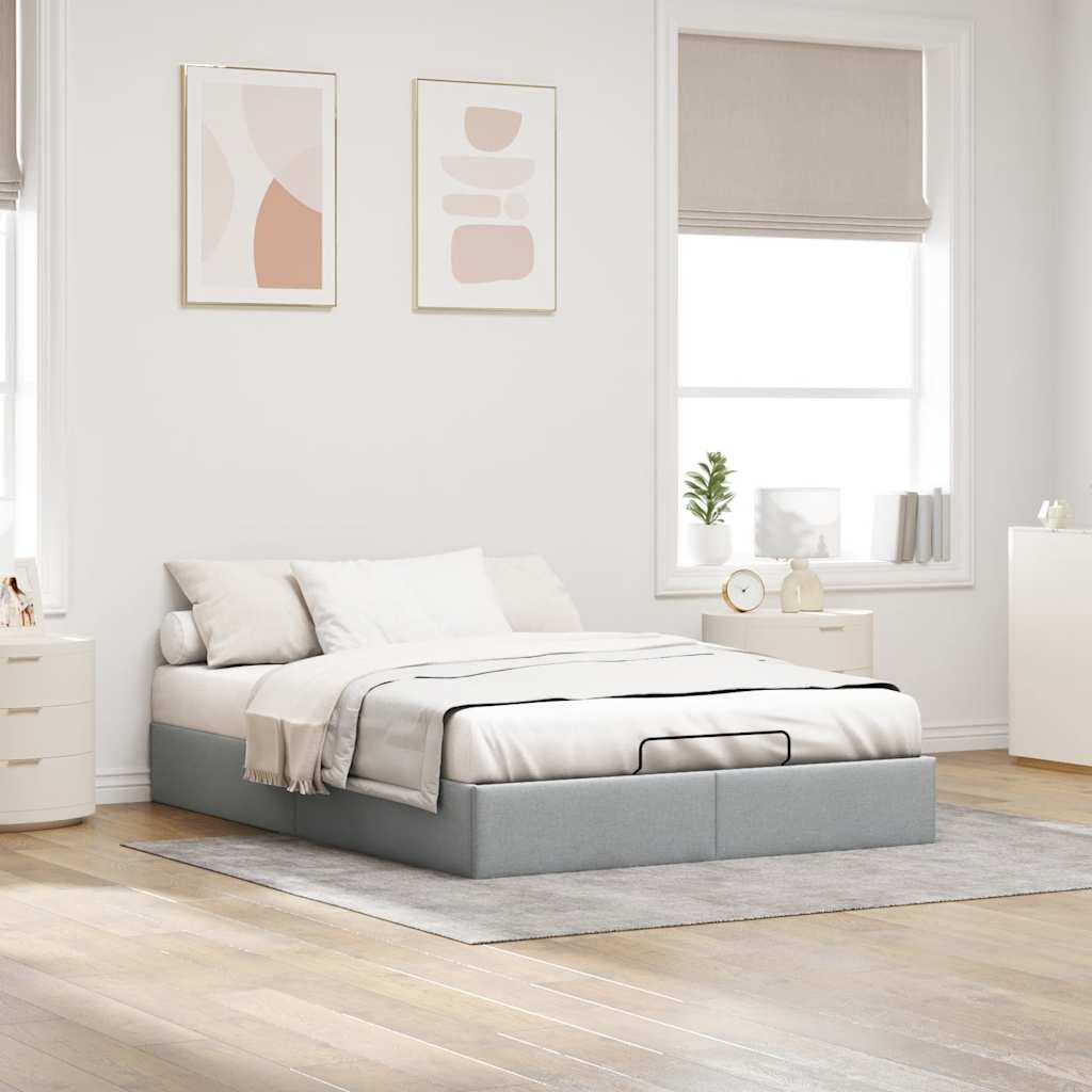vidaXL Bedframe zonder matras 140x200 cm stof lichtgrijs grijs, foto 2