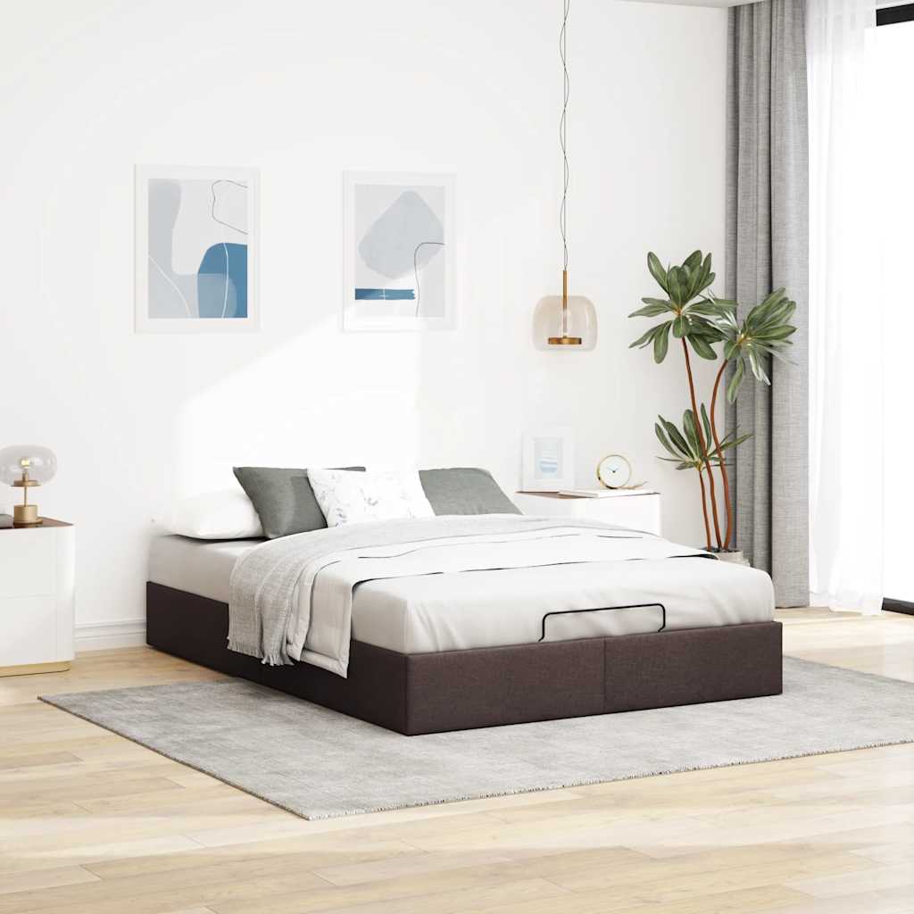 vidaXL Bedframe zonder matras 140x200 cm stof donkerbruin bruin, foto 2