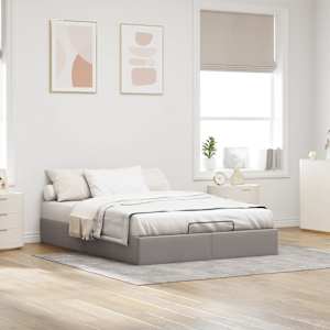 Osmanský rám postele bez matrací taupe 140x200 cm textil - obrázek 3