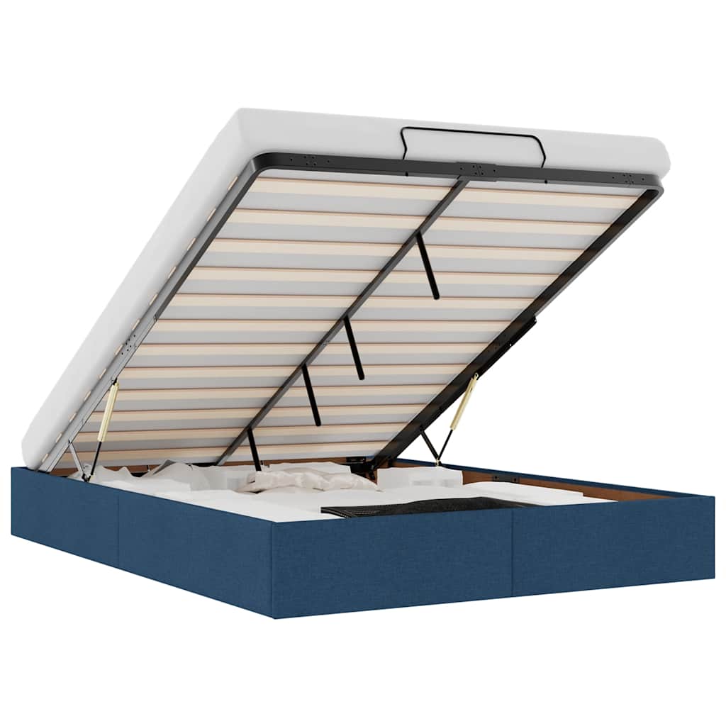 vidaXL Bedframe zonder matras 140x200 cm stof blauw, foto 3