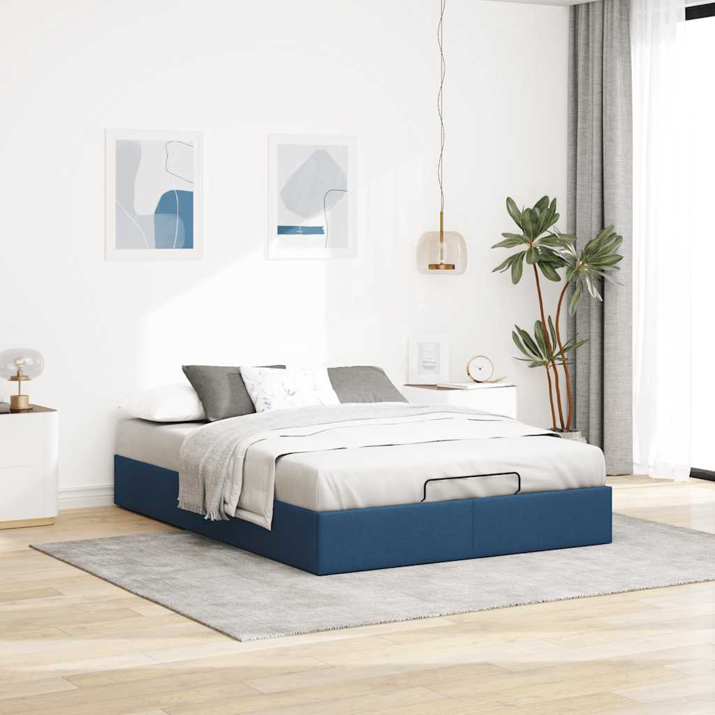 vidaXL Bedframe zonder matras 140x200 cm stof blauw, foto 2