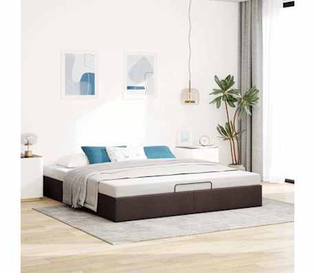 vidaXL Bedframe zonder matras 160x200 cm stof donkerbruin