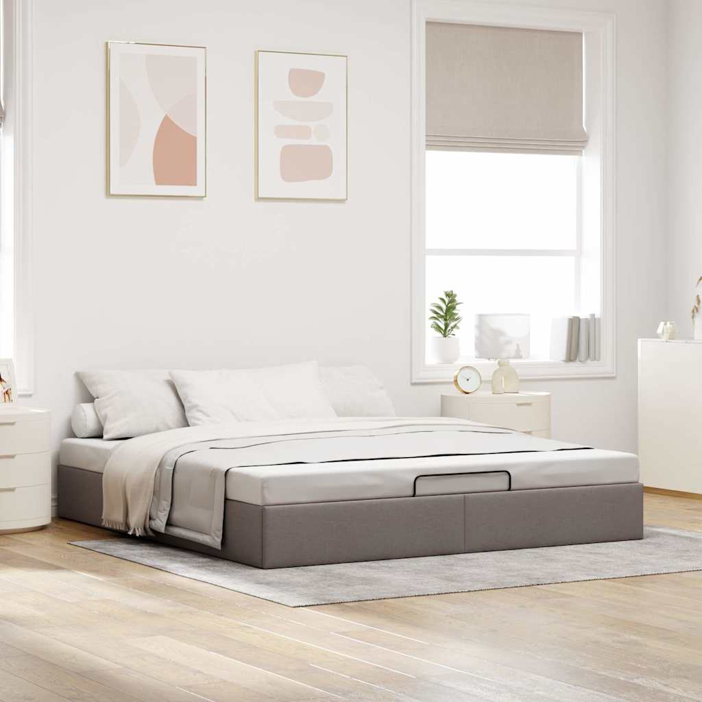 vidaXL Bedframe zonder matras 160x200 cm stof taupe afbeelding