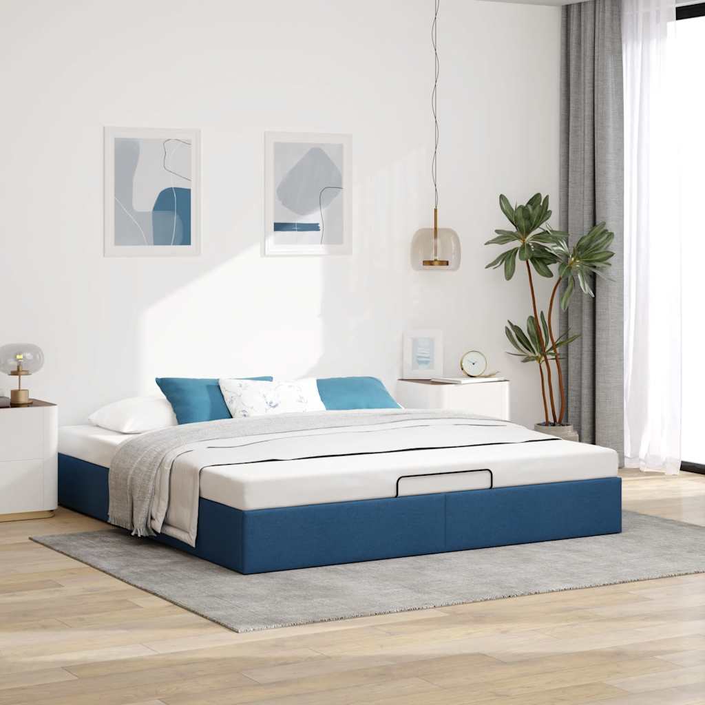 Ottoman-Bett ohne Matratze Blau 160×200 cm Stoff