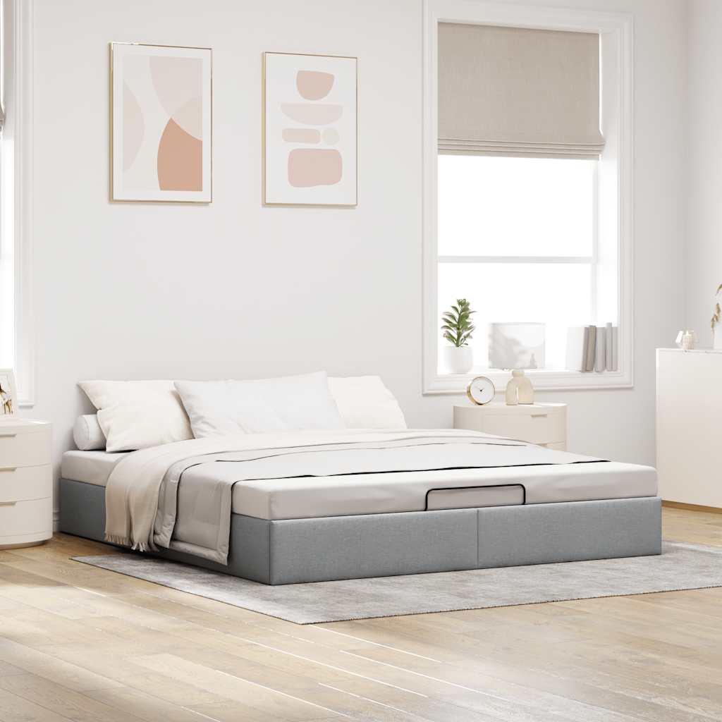 Thumbnail - vidaXL Ottoman-Bett ohne Matratze Hellgrau 180x200 cm Stoff