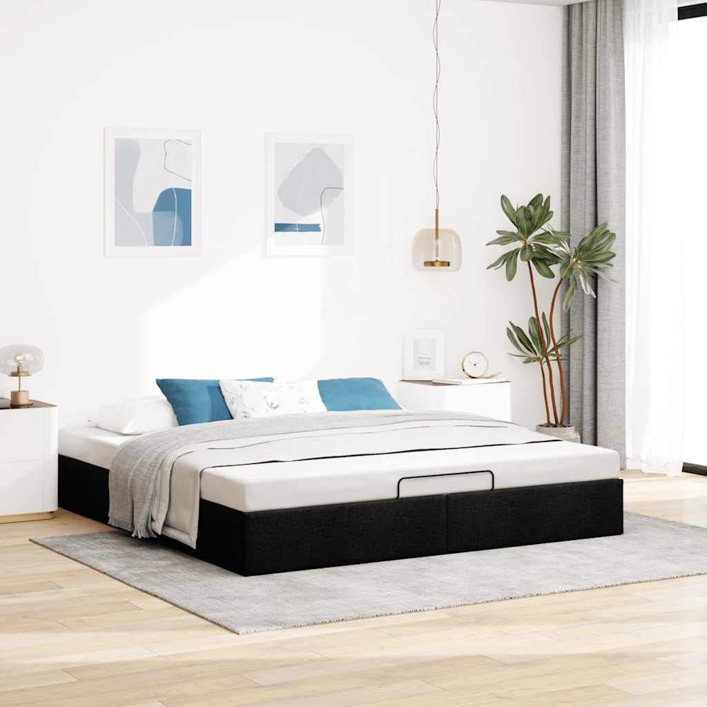 vidaXL Bedframe zonder matras 180x200 cm stof zwart afbeelding