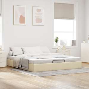 Osmanský rám postele bez matrací krémová 180x200 cm textil - obrázek 3