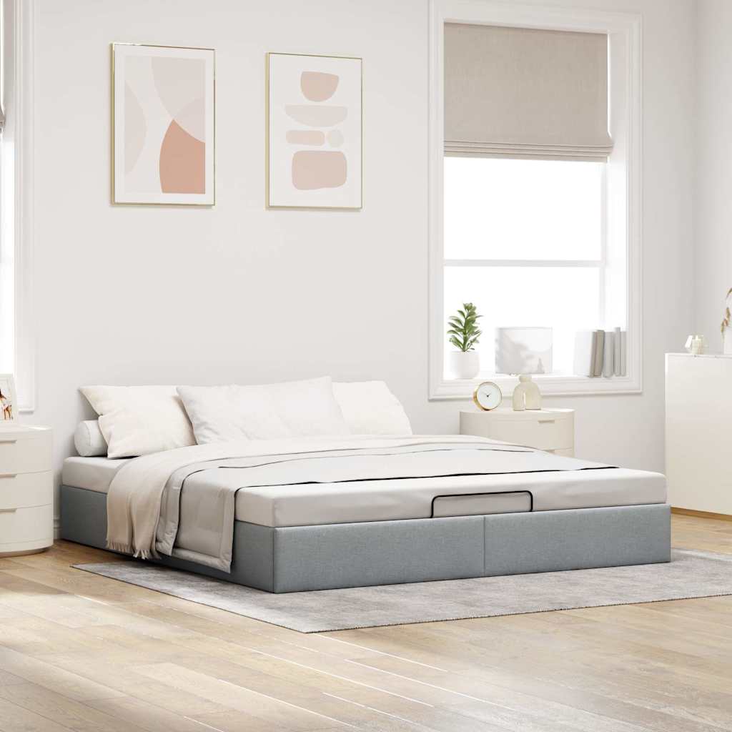 Thumbnail - vidaXL Ottoman-Bett ohne Matratze Hellgrau 200x200 cm Stoff