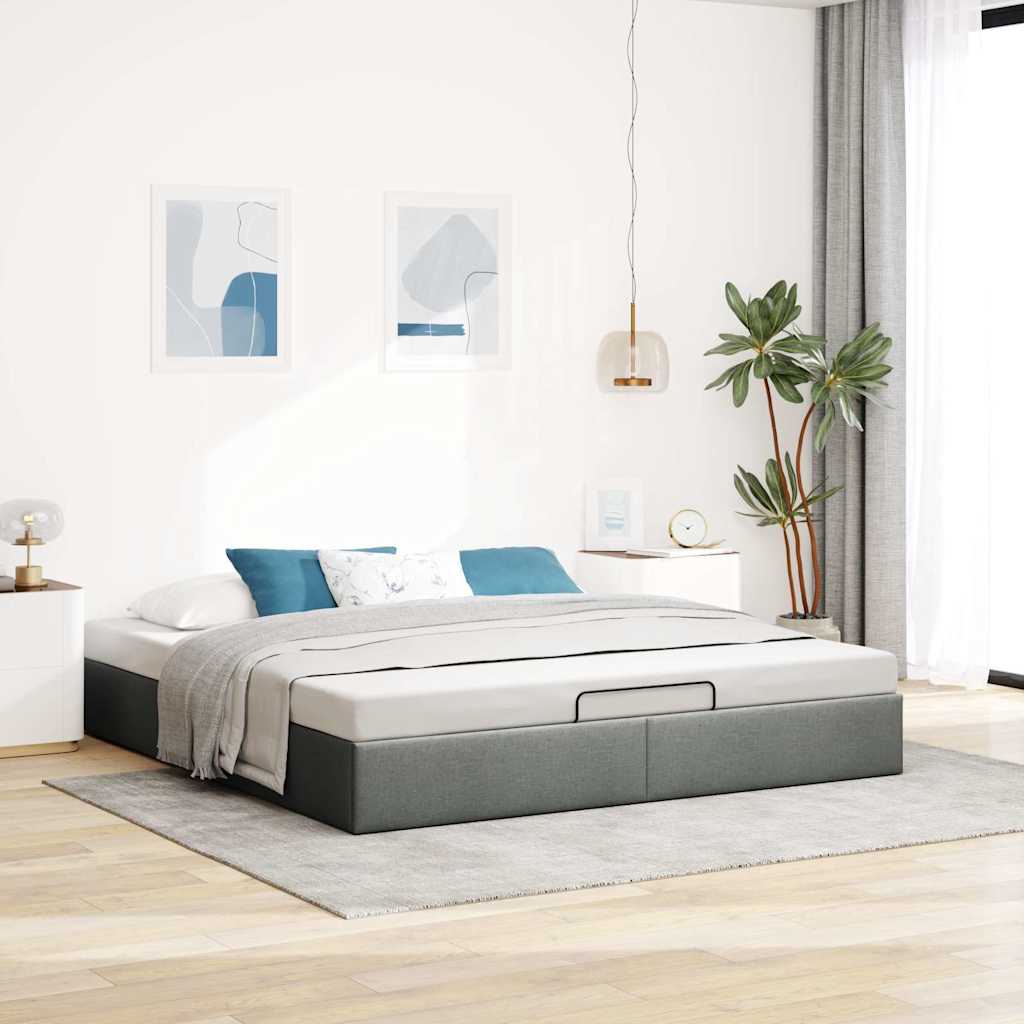 vidaXL Bedframe zonder matras 200x200 cm stof donkergrijs afbeelding