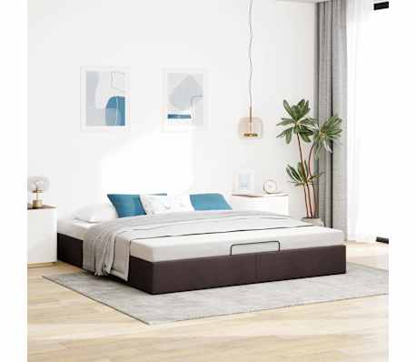 vidaXL Ottoman-Bett ohne Matratze Dunkelbraun 200x200 cm Stoff