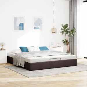Osmanský rám postele bez matrací tmavě hnědá 200x200 cm textil - obrázek 3