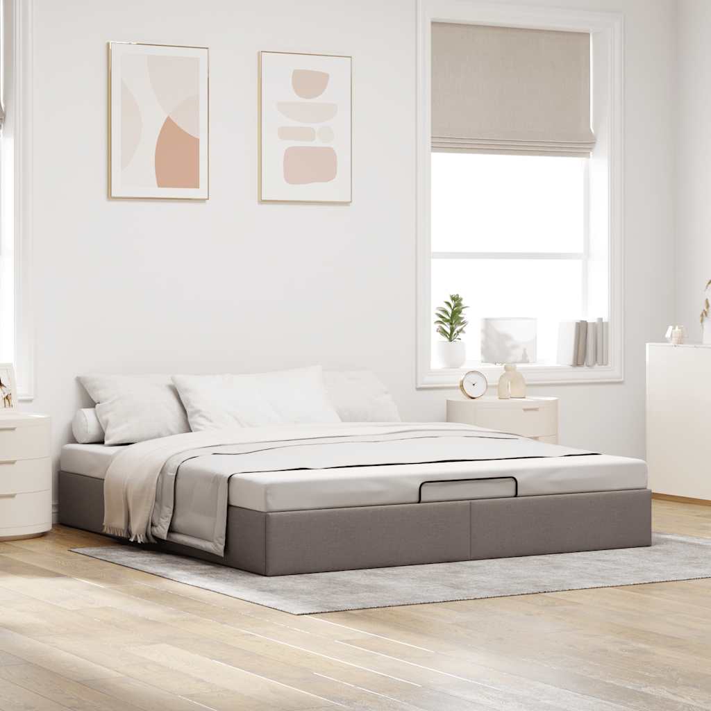vidaXL Bedframe zonder matras 200x200 cm stof taupe, foto 2