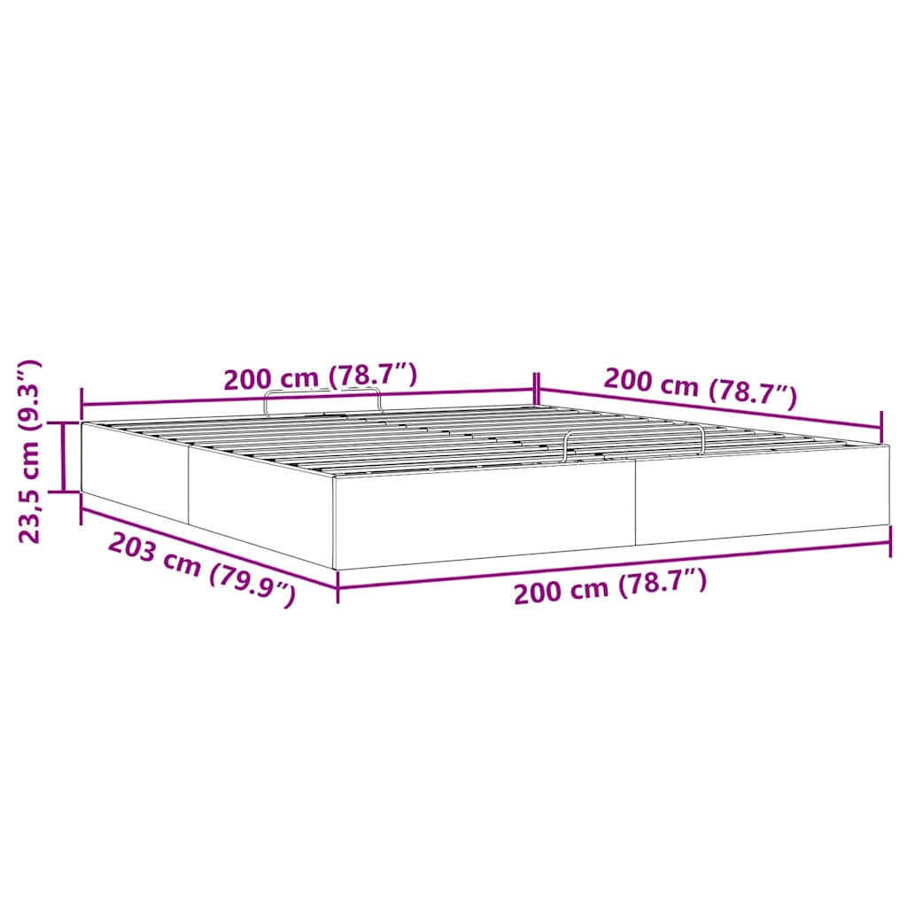 Osmanský rám postele bez matrací modrá 200x200 cm textil - obrázek 14
