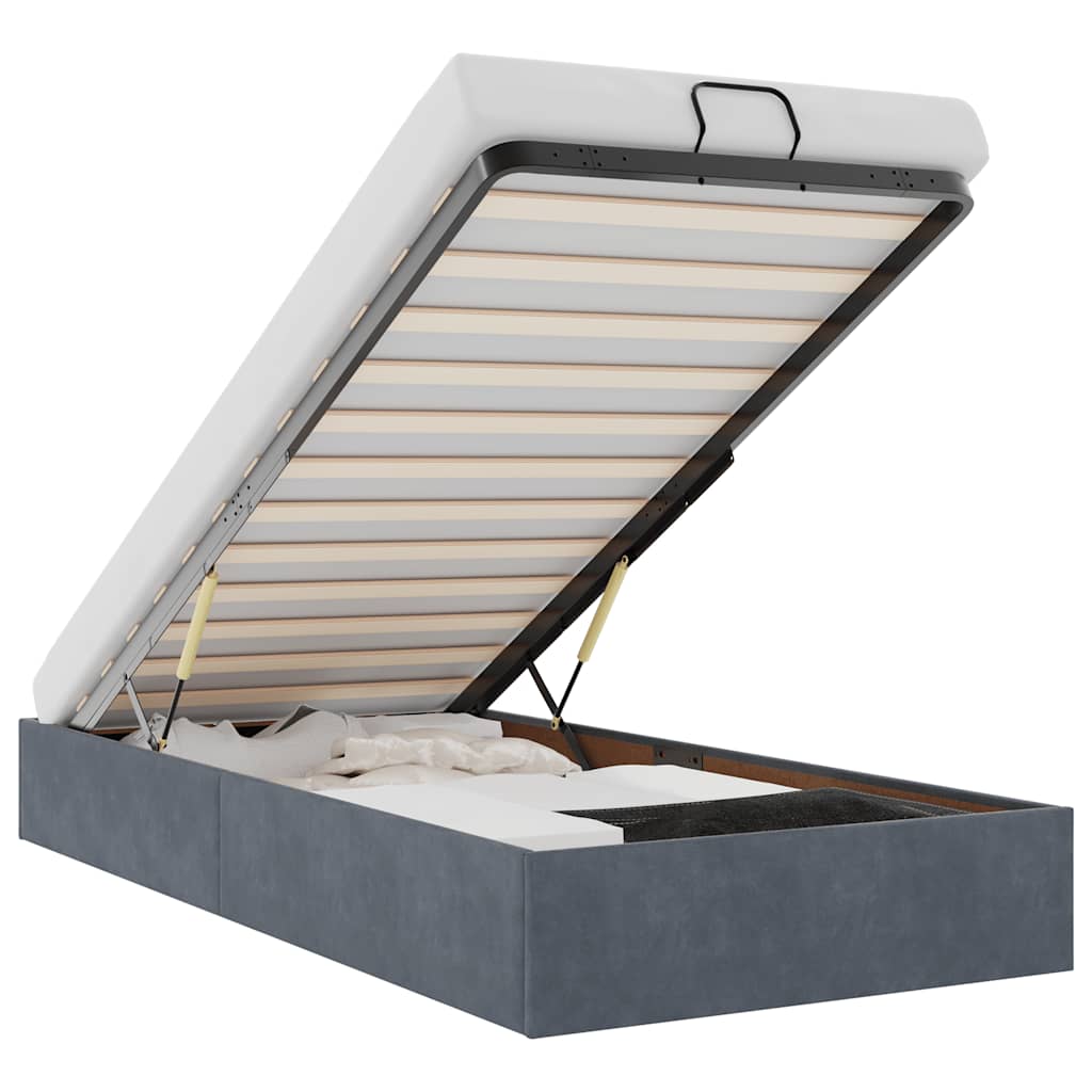 vidaXL Bedframe zonder matras 80x200 cm fluweel donkergrijs grijs, foto 3