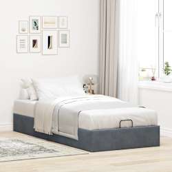 vidaXL Otomano Bed Frame No Colch&atilde;o Cinzento Escuro 80x200 cm Veludo