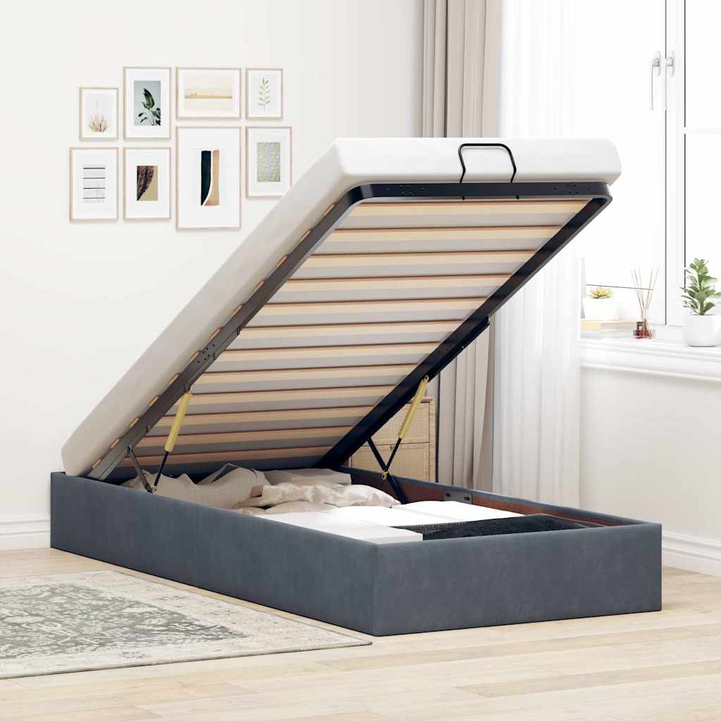 vidaXL Cadru de pat otoman fără saltea Gri închis 80x200 cm catifea
