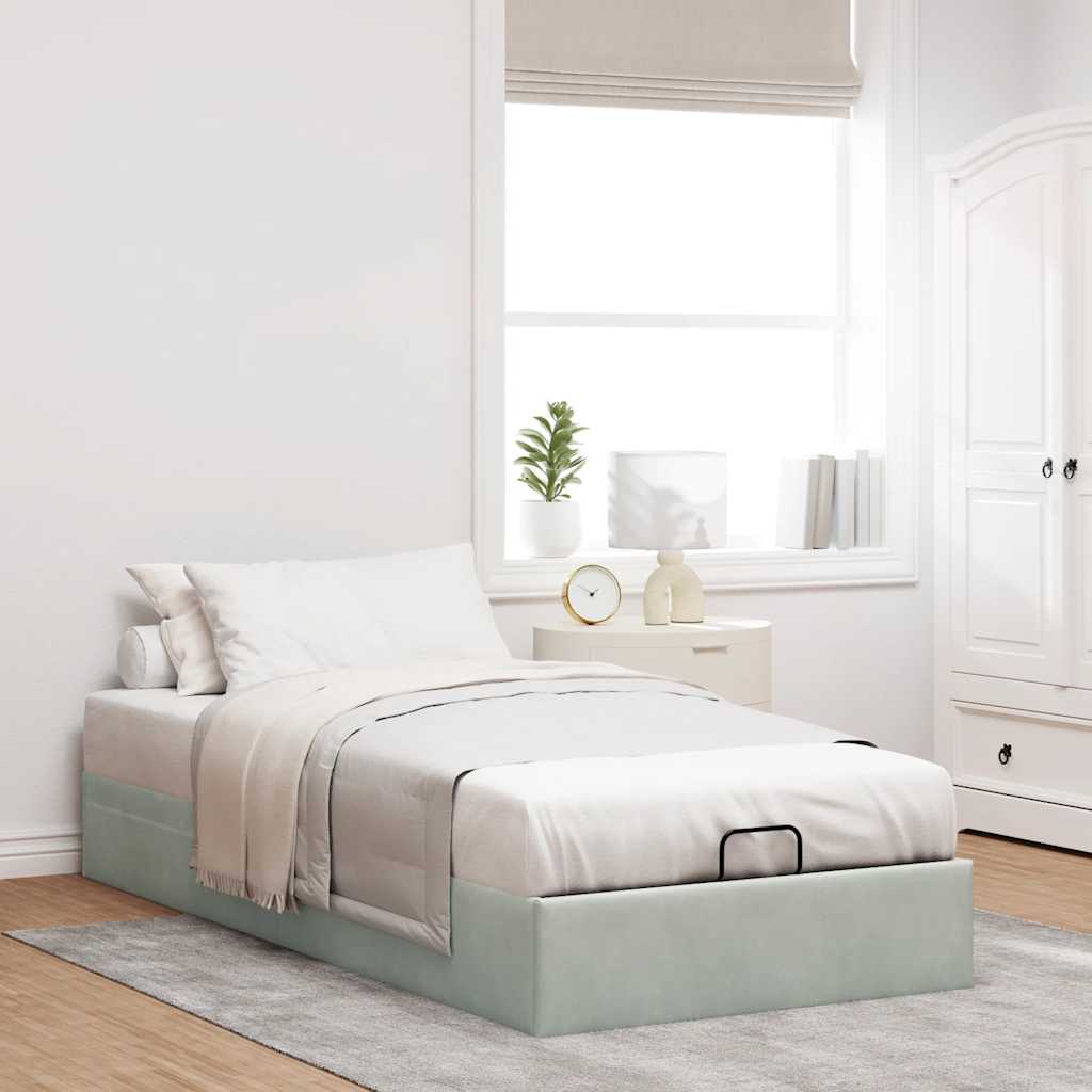 vidaXL Bedframe zonder matras 90x190 cm fluweel lichtgrijs grijs, foto 2