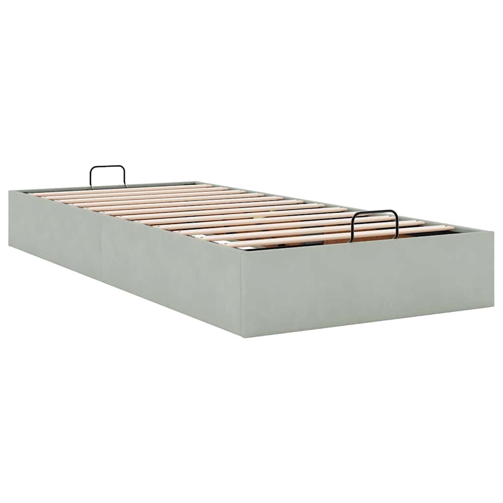 vidaXL Bedframe zonder matras 90x190 cm fluweel lichtgrijs grijs, foto 4